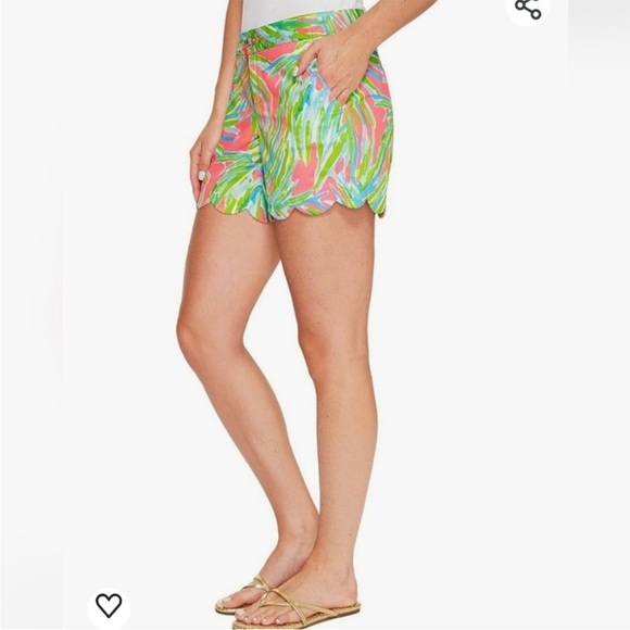 NWT SIZE 16 Lilly Pulitzer Buttercup Mid Rise Short Tiki Pink Royal Lime - Picture 2 of 3